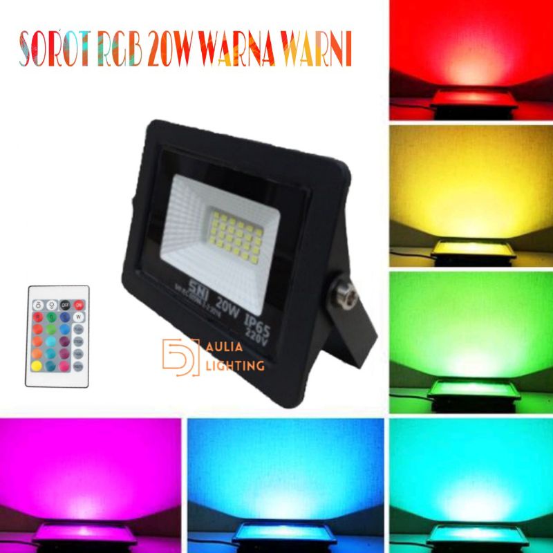 Lampu Sorot Rgb 20w 20watt Remote IR Untuk Taman Panggung Warna Warni Berkualitas Outdoor Waterproof