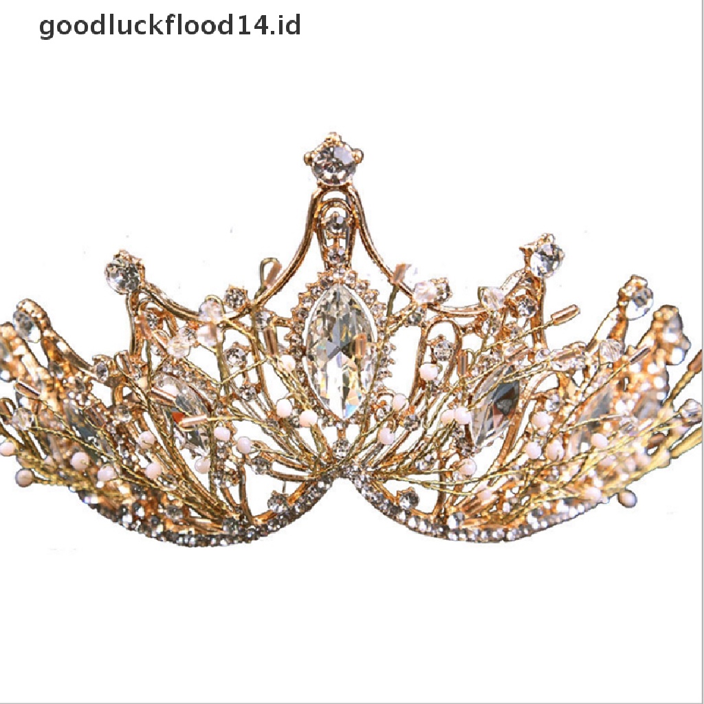 [OOID] Baroque Crown Girls Wedding Hair Accessories Gems Bridal Tiara Bride Hairwear ID