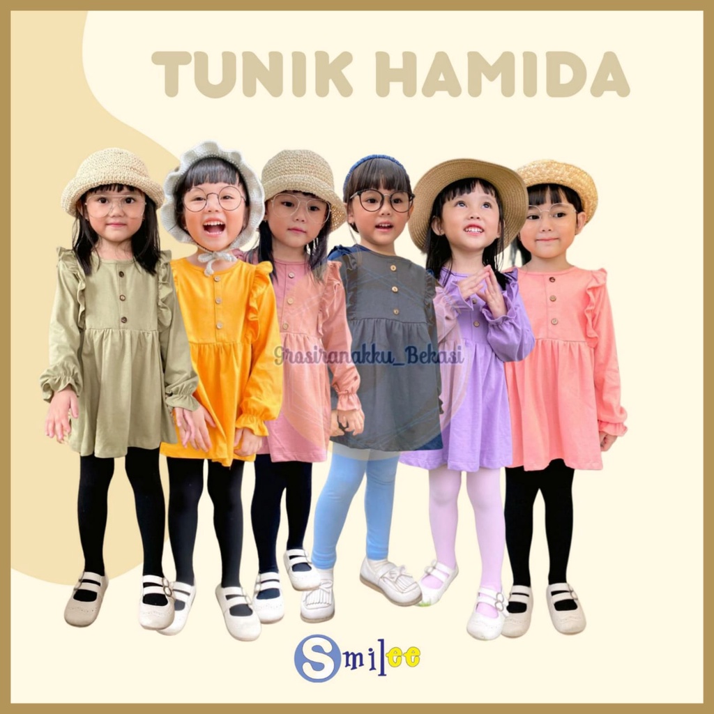 Tunik Anak Kaos Smilee Hamida Mix Warna Size 1-5Th