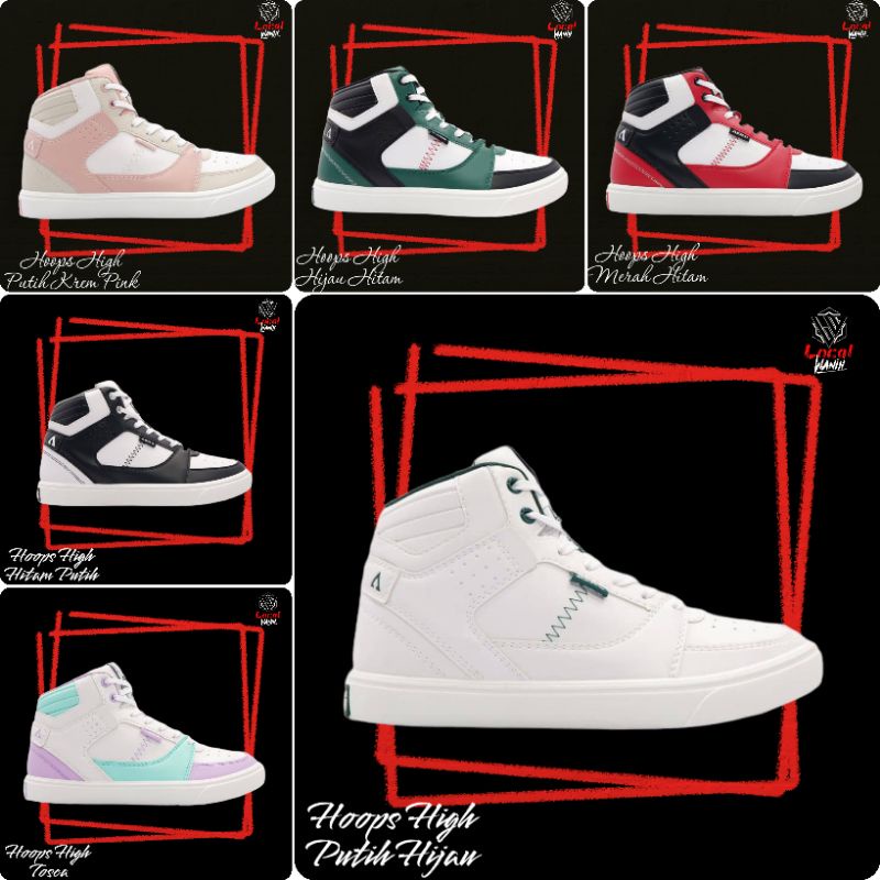 Aerostreet Hoops High Series Hitam / Putih / Hijau / Merah / Toska