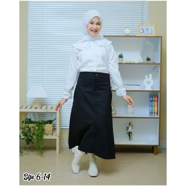 KSHFASHION I Rok Span Anak Perempuan I Rok Panjang Anak Cewek I Rok Katun Anak Tanggung 6-12 Tahun