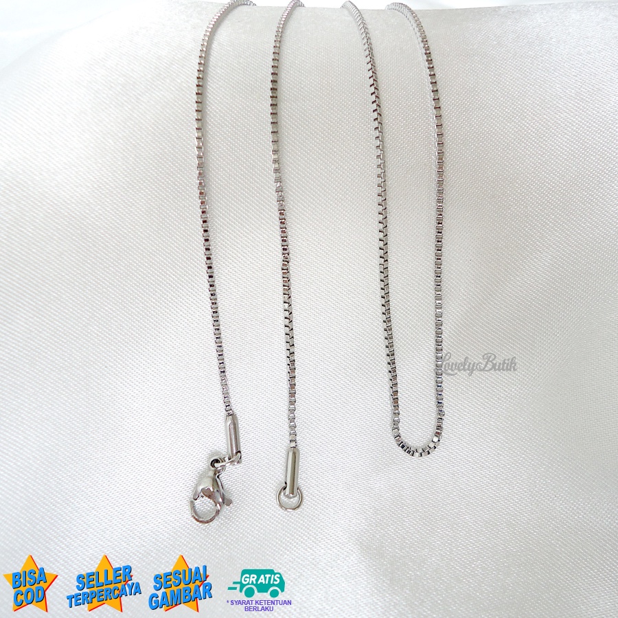 Lovelybutik Kalung Titanium Anti Karat Rantai Kalung Wanita Pria Titanium Model Terbaru Rantai Italy Milano Panjang Rantai 45 Cm