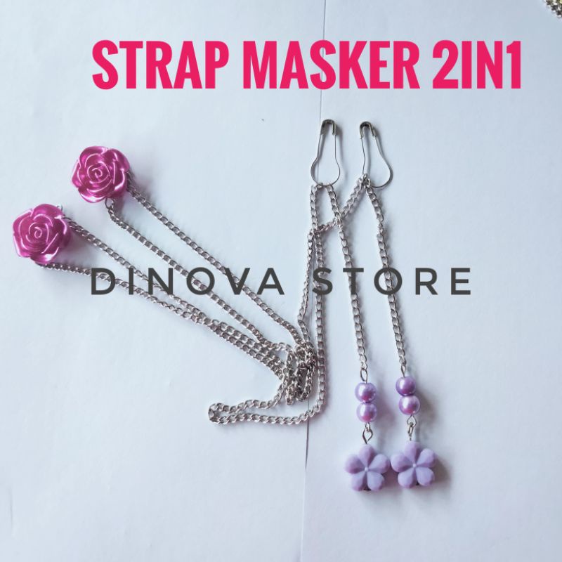 NEW FALLIN bunga kecil/strap masker hijab 2in1