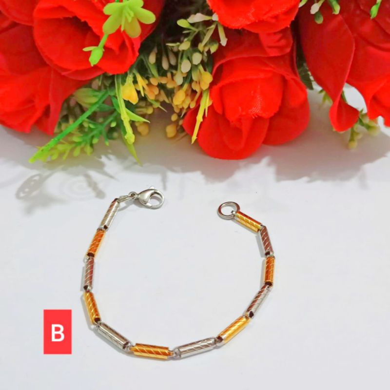 *COD* Gelang Rantai Bambu TITANIUM pria wanita TIDAK LUNTUR, TIDAK KARAT