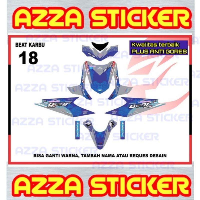 Decal Beat Karbu Full Body Stiker Decal Beat Karbu Full body  strip silver biru