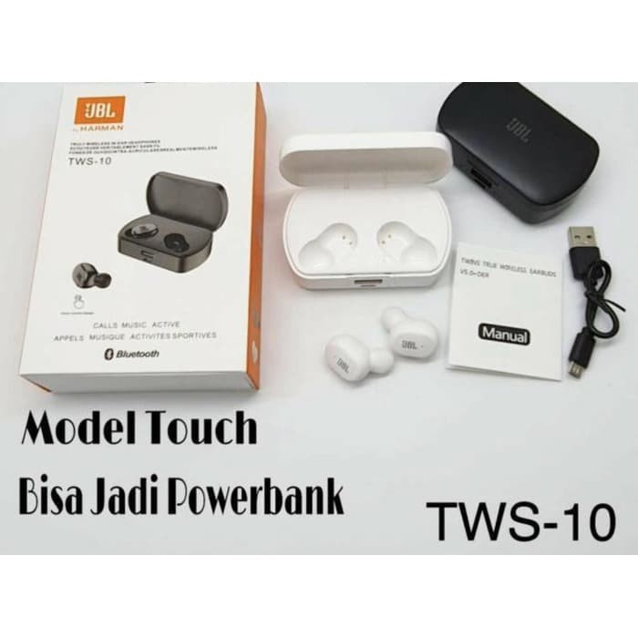 Headset TWS10 Bluetooth Earphones Wireless TWS 10 JBL By Harman Touch