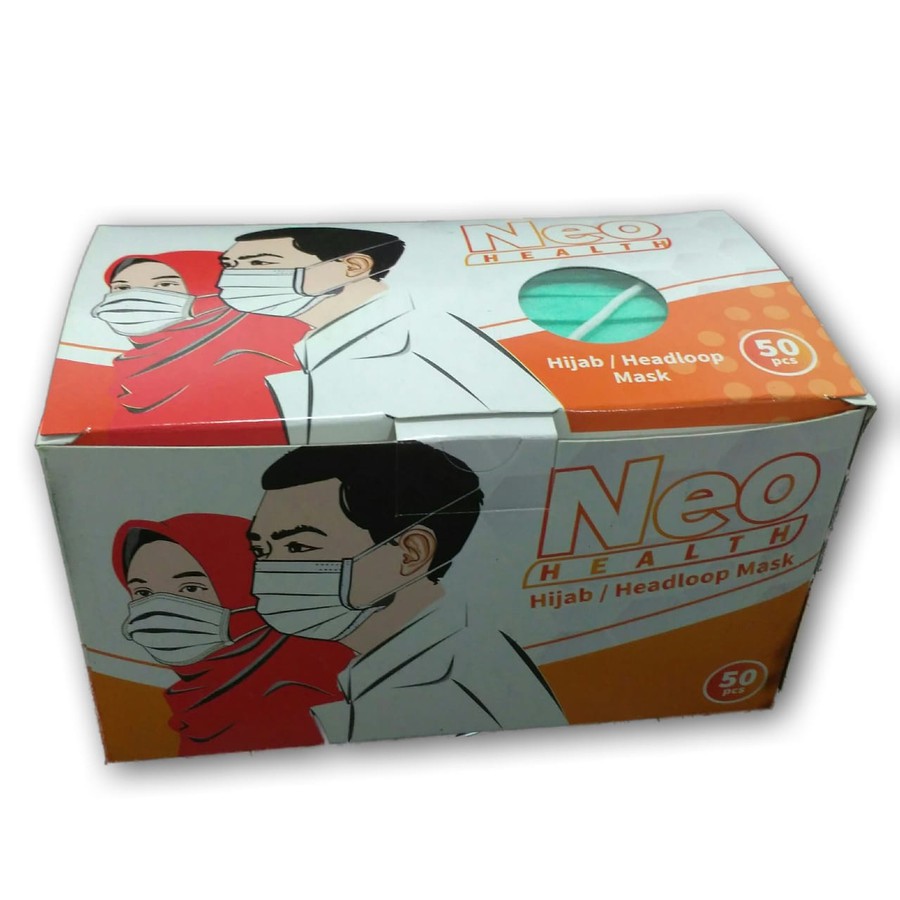 Masker Neo Medis Headloop (Hijab) 3ply 50s