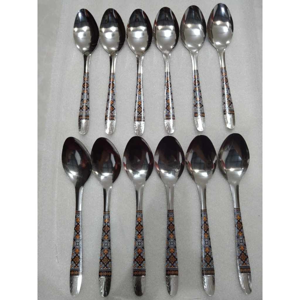 SENDOK MAKAN STENLESS MOTIF BATIK 1PACK ISI 12PCS BAHAN TEBAL