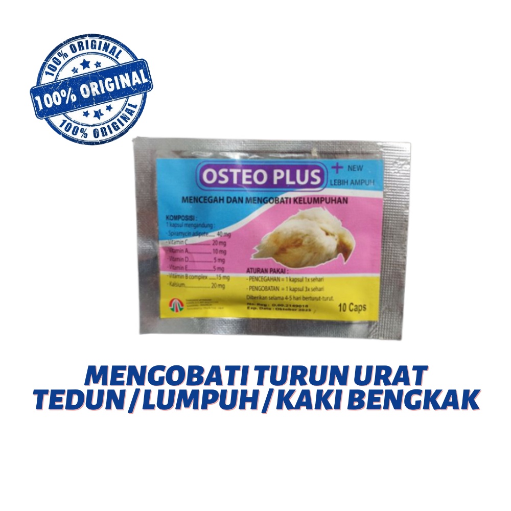 OSTEO PLUS 10 caps Obat Mencegah &amp; Mengobati Kelumpuhan Ayam Unggas Lumpuh Multi Vitamin 4.9