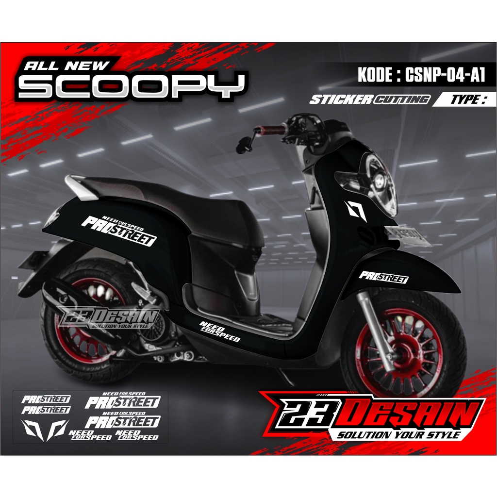 (COD) Cutting Sticker SKUTER SCOOPY Satu Set - Aksesoris Stiker Striping Motor Honda Scoopy 2010-202