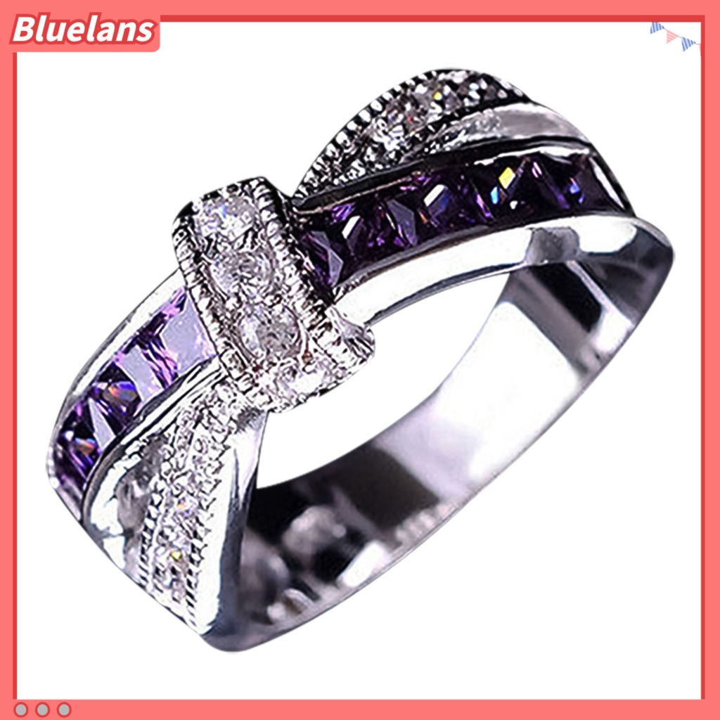 Bluelans Ring Rhinestone Inlaid Decorative Alloy Cross Design Finger Band