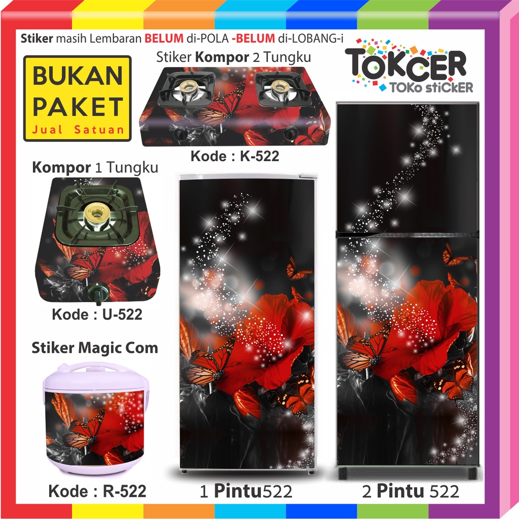 Stiker Kulkas/stiker magic com/stiker kompor motif Kupu-kupu HITAM