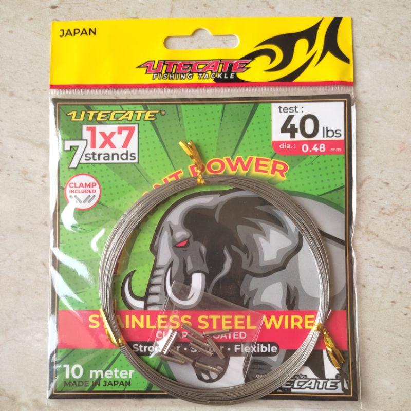 Wire Leader/ Seling/ Kawat Neklin Utecate 10m Clear Uncoated Stainless Steel Wire-0,48mm 40 lb