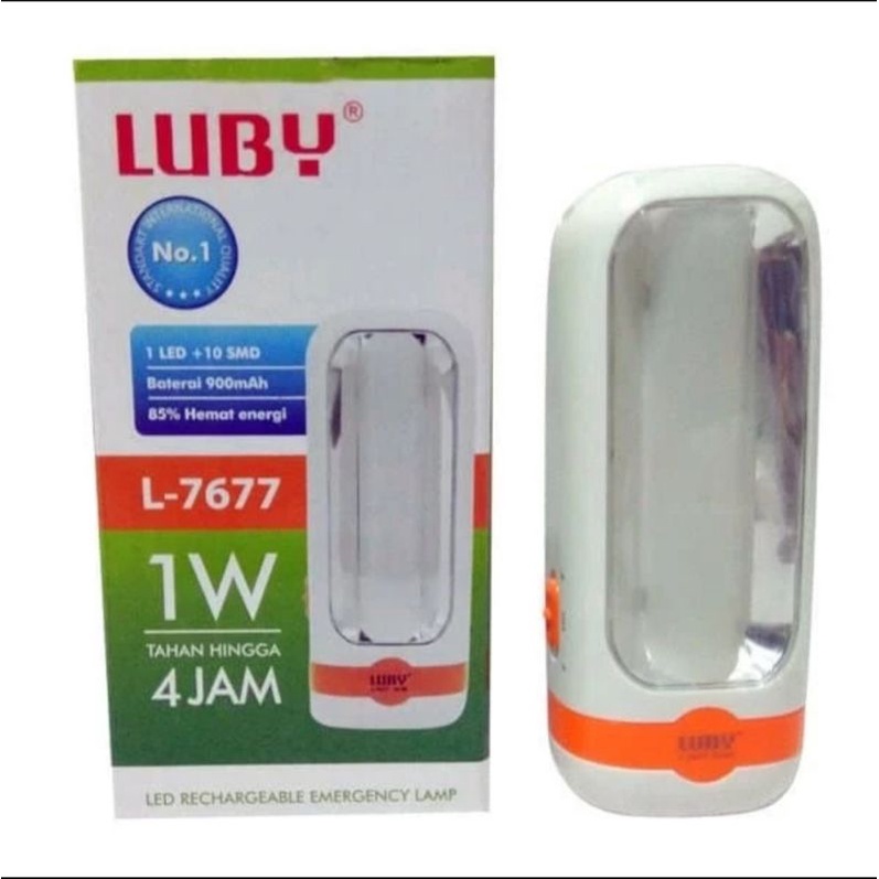 Lampu Emergency+Senter 2 in 1 LUBY L-7677 Tahan 4 jam