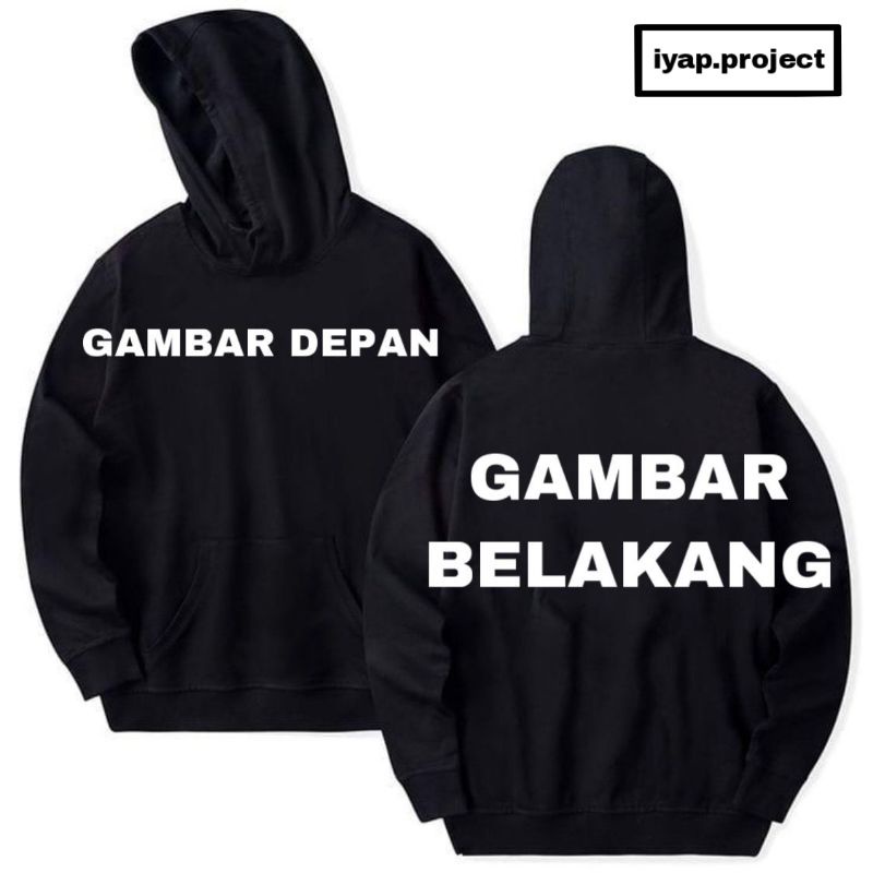Hoodie jaket custom jacket non Zipper hitam pria wanita dewasa polos gambar bebas tee katun baby ter
