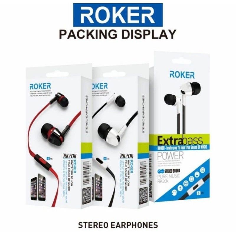 Handsfree Headset ROKER RK20K EXTRABASS Earphone ROKER RK20K EXTRA BASS