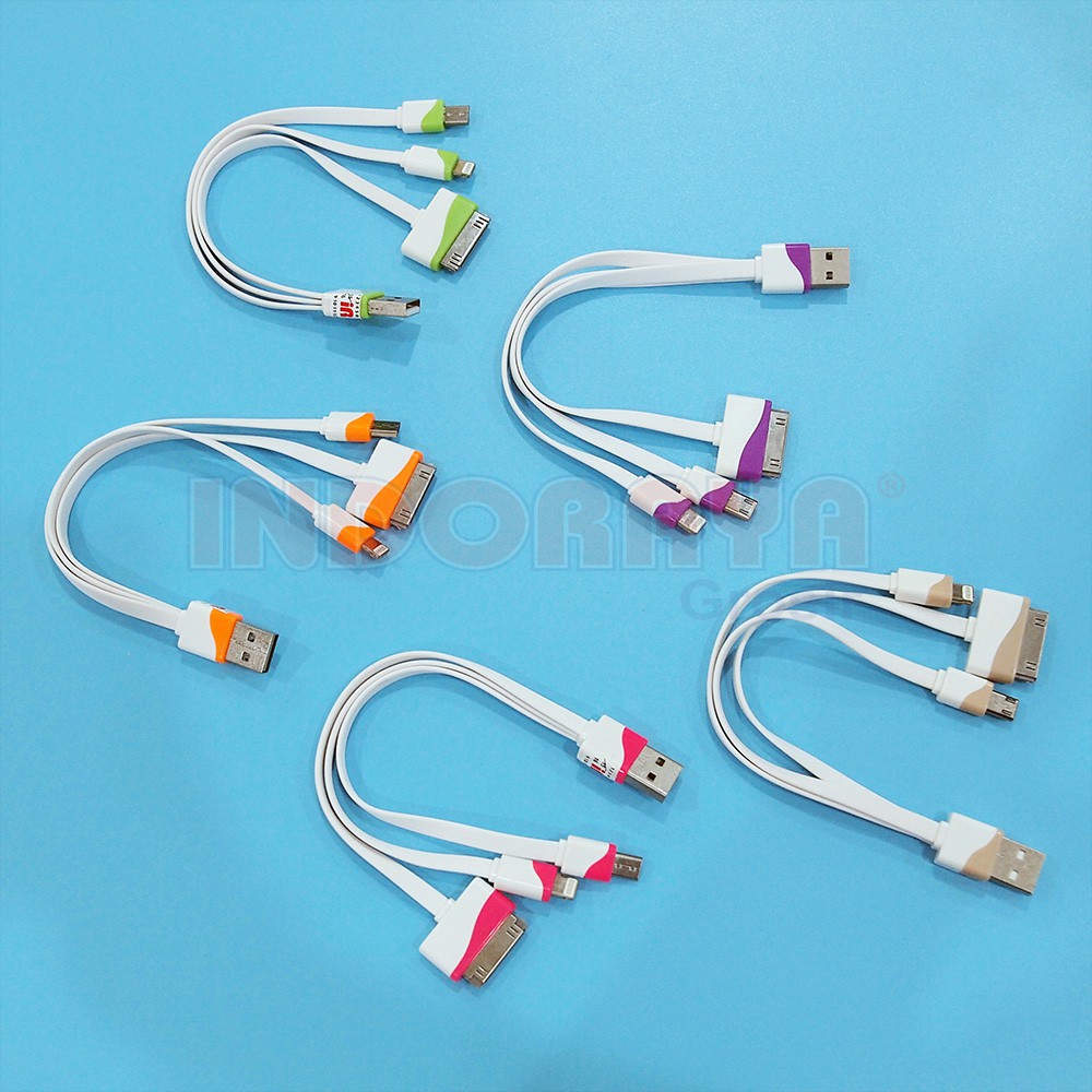 KABEL POWERBANK 3 IN1 PENDEK KABEL CHARGER KABEL DATA IPHONE FAST CHARGING KABEL POWERBANK 3IN1 PENDEK