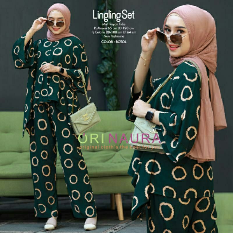 Baju Wanita One set Lingling Batwing Baju Tidur Waka Waka Jumbo Setelan Celana Kulot Big Size Fashion Pakaian Batik Wanita Terbaru