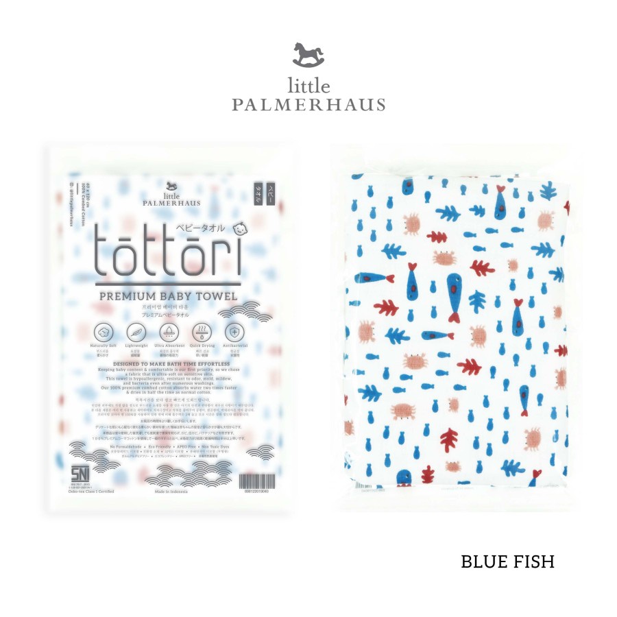 Little Palmerhaus Tottori Baby Towel (Handuk Bayi)-BLUE FISH
