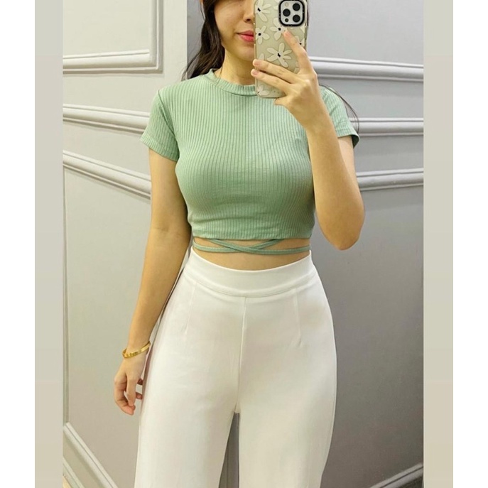 Rope hailey crop top / crop top basic / korean crop top tali / top tali