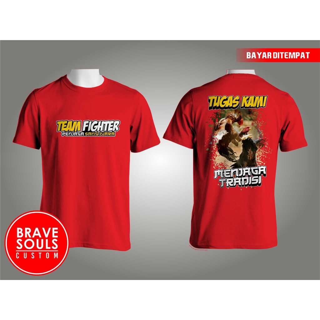 KAOS AYAM PETARUNG, AYAM JAGO, AYAM LAGA - MERAH