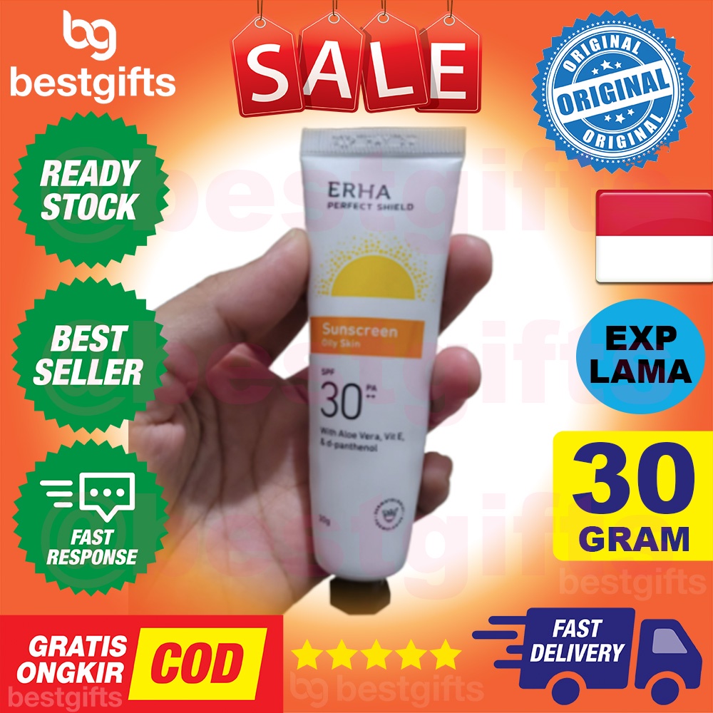 ERHA PERFECT SHIELD SUNSCREEN OILY SKIN SPF 30 PA++ ALOE VERA SUN SCREEN LOTION KULIT BERMINYAK 30 GRAM