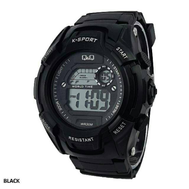 Jam Tangan Pria Sporty Q&amp;Q Digital Strap Rubber QQ004