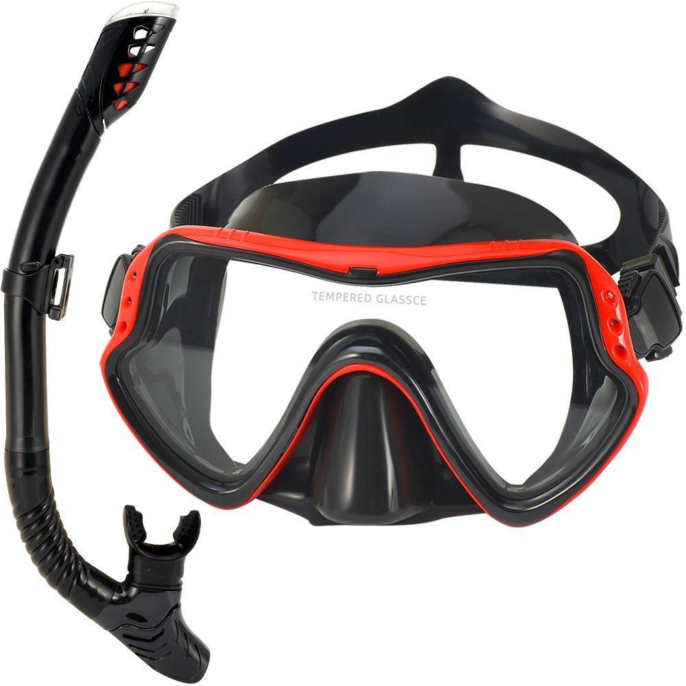 Masker Diving Agustina Profesional Unisex Peralatan Kolam Renang Underwater Anti Kabut Snorkel Set Diving Mask Snorkel Set