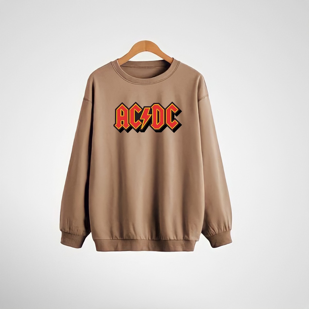 Sweater Crewneck Pria Wanita ACDC Katun Fleece