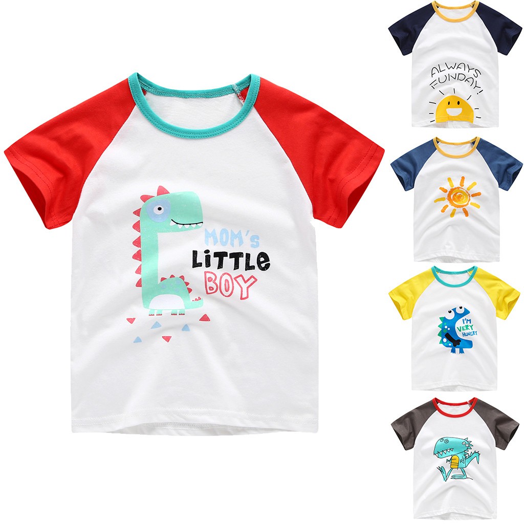 Kaos T Shirt Anak Laki Laki Lengan Pendek Gambar Kartun Hewan