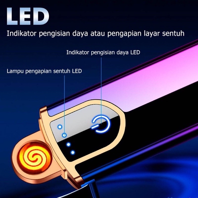 Grosir Korek Api unik elektrik kecil fingerprint touch sensor led screen dy 168 korek USB unik  bisa di cas  Kelas atas untuk merokok