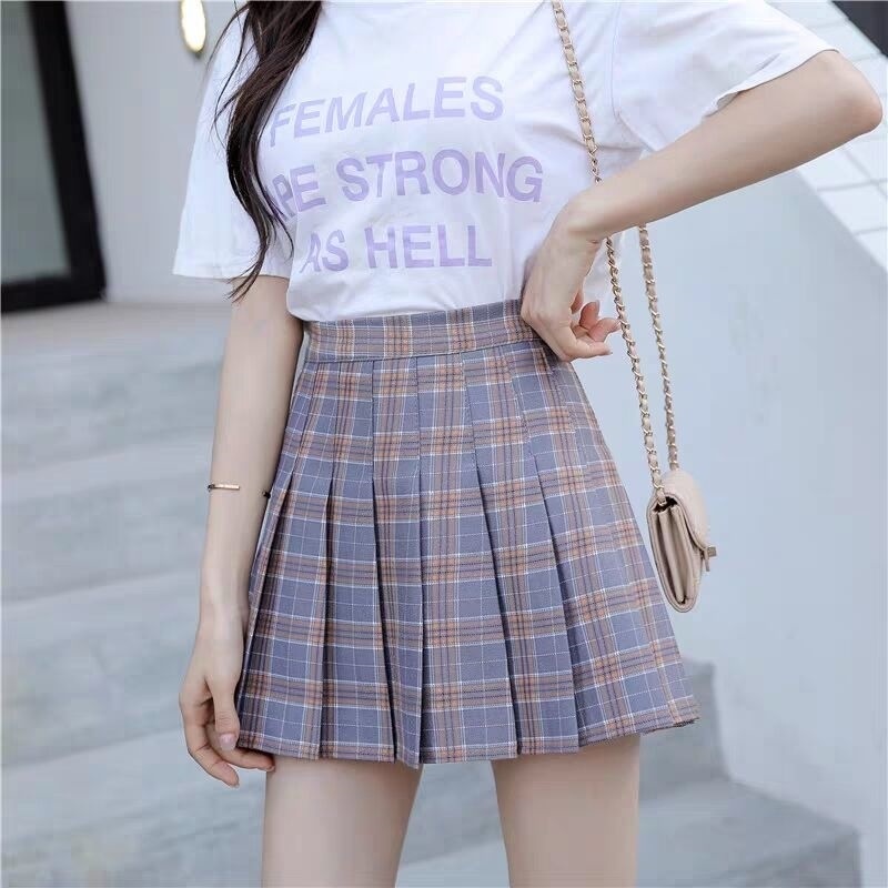 Rok Wanita Rok Pendek Rok Tenis Mini Skirt A line Gaya Korea Kotak-Kotak Rok Kotak kotak Rok gaya korea Baju Gaya Korea Baju wanita