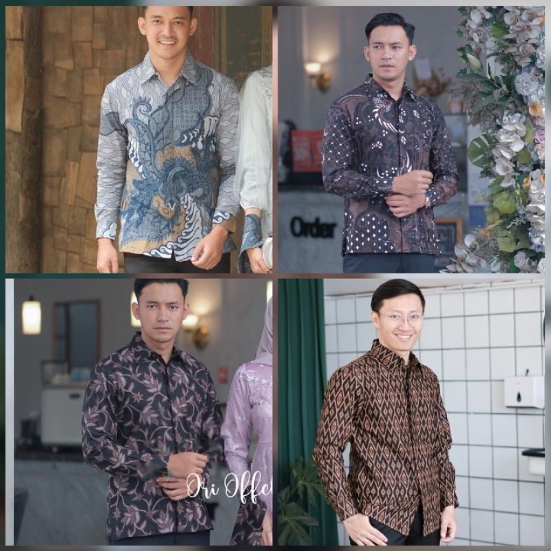 Batik Pria Lengan Panjang BATIK AZMIL HRB026 motif AKITA JERUJI Kode 002 size M L XL XXL Reguler