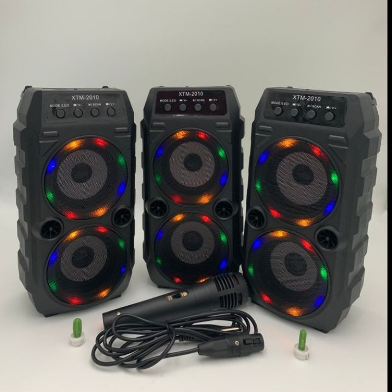 Speaker Portable Bluetooth Xtm 2010 Dual Speaker Free  Mic Karaoke/Salon Aktif  Wireless Radio Fm Speaker Wireless Portable Super Bass