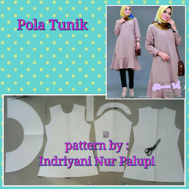 POLA PRODUKSI TUNIK PEPLUM - Pola Baju - Pola Instan