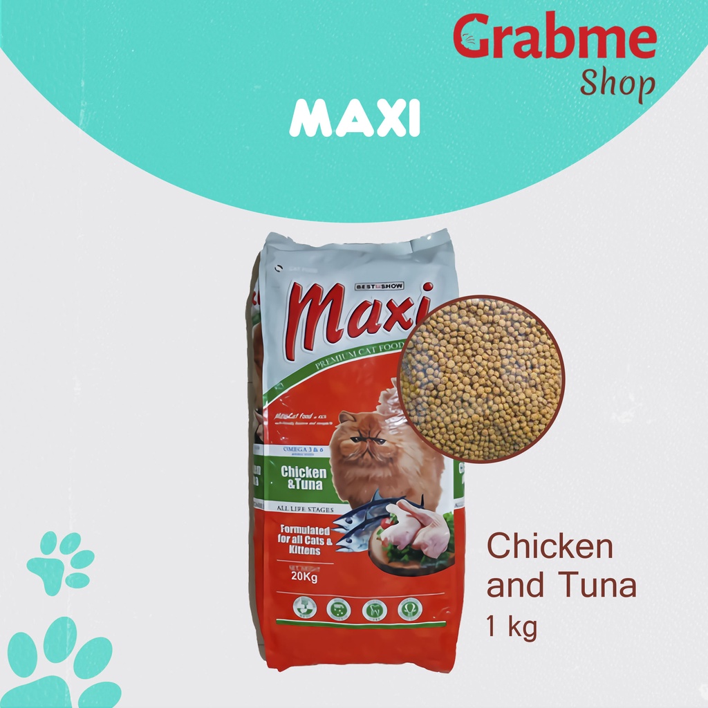 Makanan Kucing kering MAXI Cat rasa Chicken Tuna 1 kg