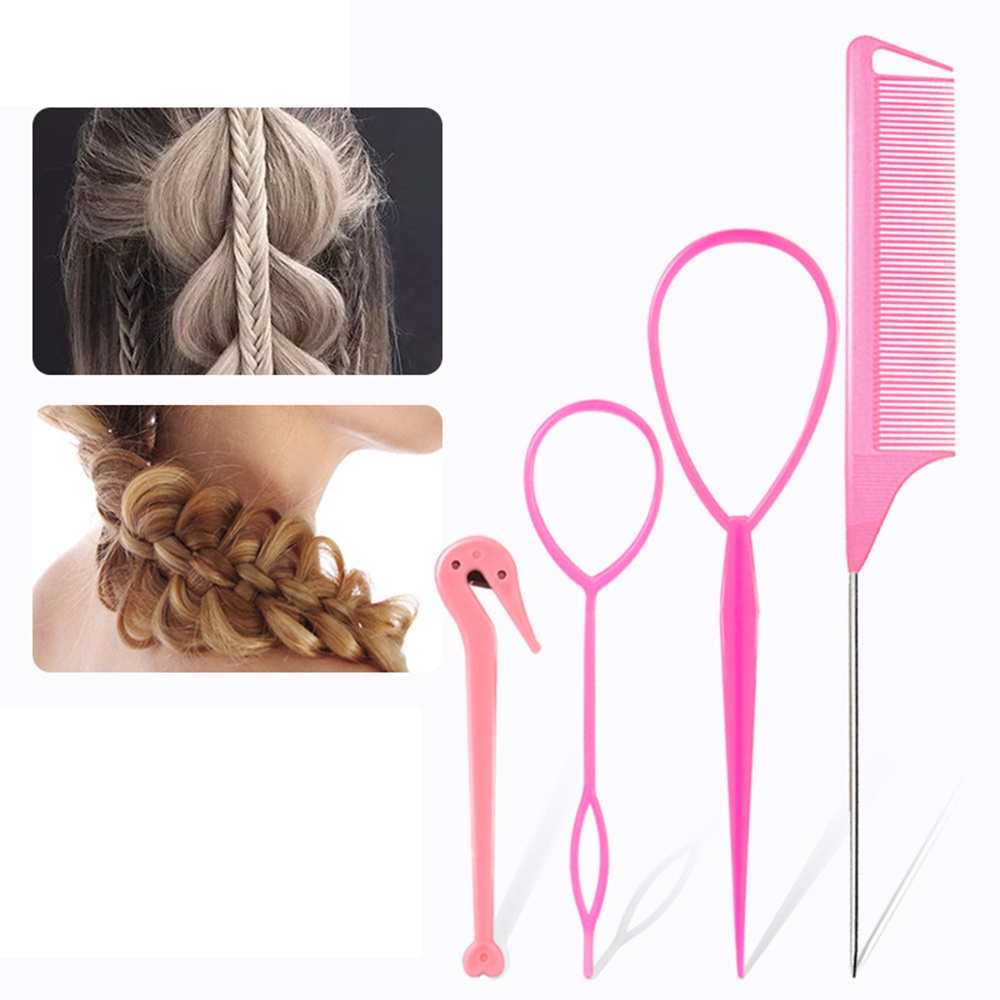 4pcs / set Sisir Rambut Warna pink Untuk Wanita