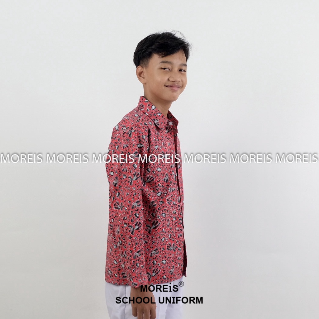 Seragam Baju Batik Panjang SD/MI/TK/PAUD JM Merah 006