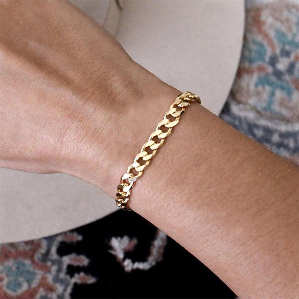 Lily4 /6/8MM Gelang Tangan Stainless Steel Charms Untuk Pria Wanita Hip Hop Lapis Emas 18K