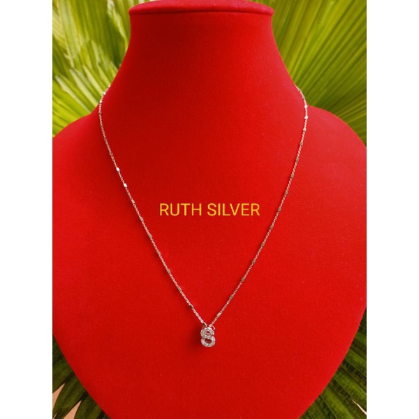 KALUNG/RANTAI JEDAR BALOK NORI REMAJA/DEWASA ELEGAN KASUAL TERBARU+LIONTIN HURUF S PERMATA KILAU PUT