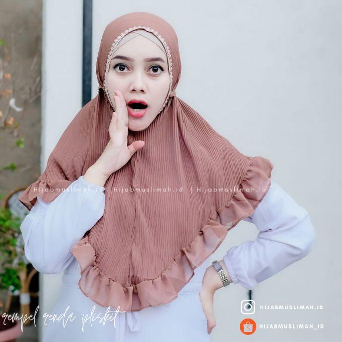3.3 bergo maryam pliskit renda syiria rempel kerut ukuran jumbo,bergo plisket syiria renda kerut gro