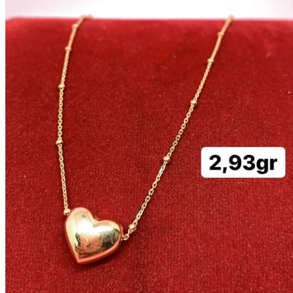 kalung love hati anak dan dewasa emas asli kadar 700 70% 16k 22 surabaya gold rosegold jedar liontin set hadiah