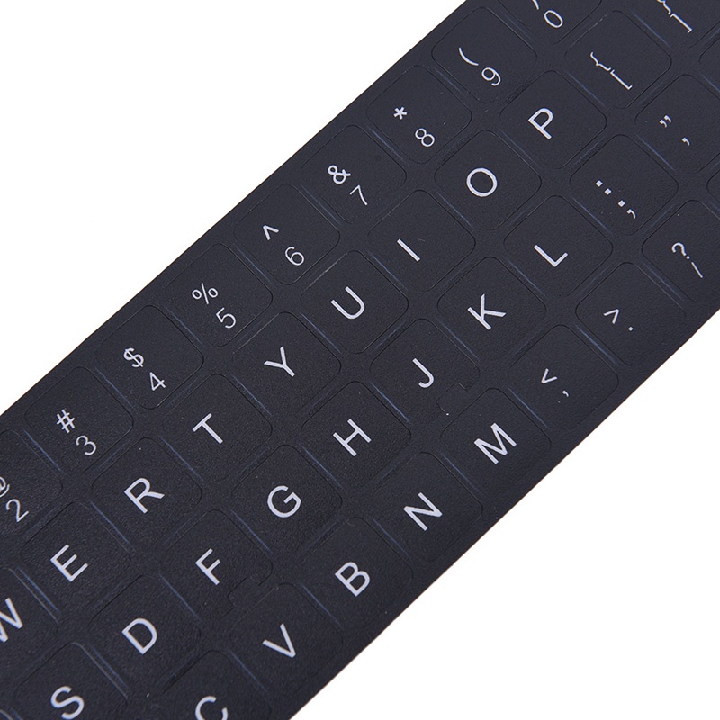 {LUCKID}English Keyboard Replacement Stickers White on Black Any PC Computer Laptop