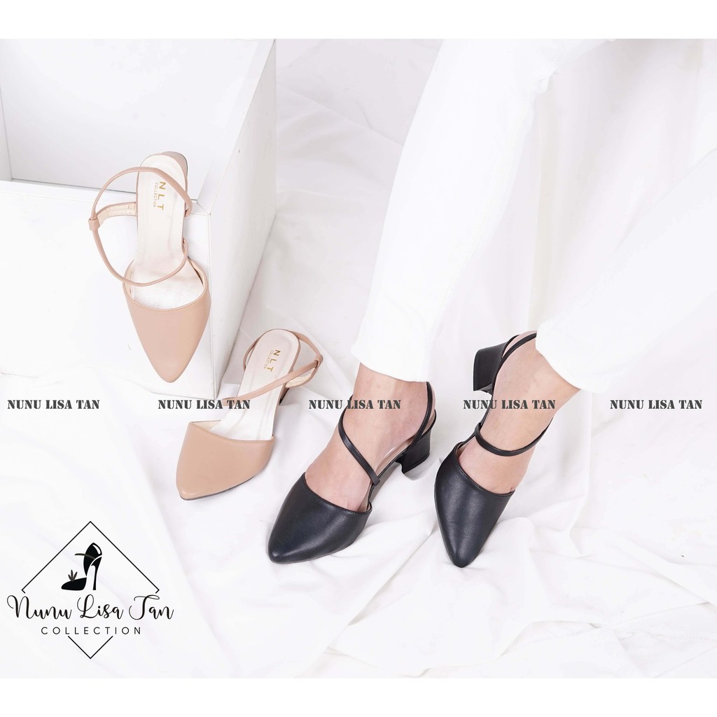 NunuLisaTan - FREE GIFT Casandra Block Heels Wanita Hitam Mocca