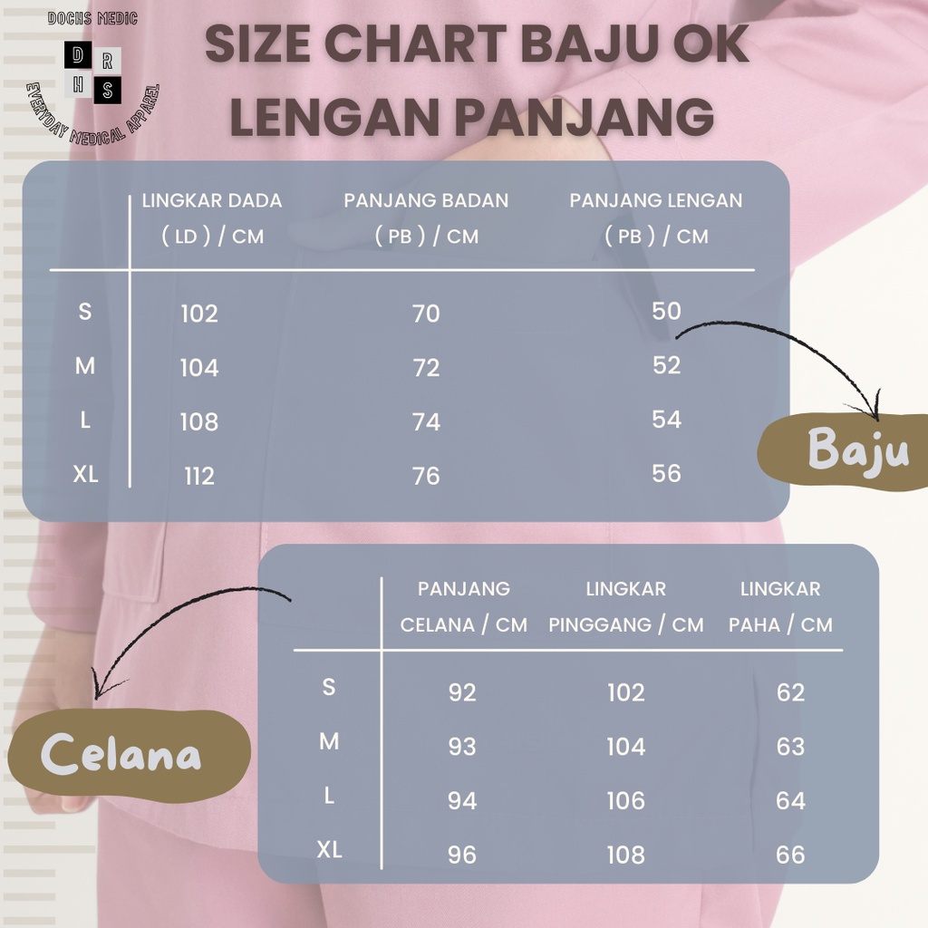 Baju OK / Baju Jaga / Scrub Medis Lengan Panjang (PART 2) DOCHS MEDIC