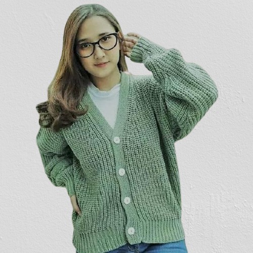 MERISSA CARDY PREMIUM KNIT / Cardigan Rajut XL / Merissa Outer Knit / Cardigan Sweater Wanita-mint