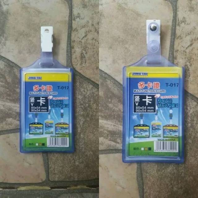 

Tempat ID Card Name tag plus jepit penjepit dua sisi transparant