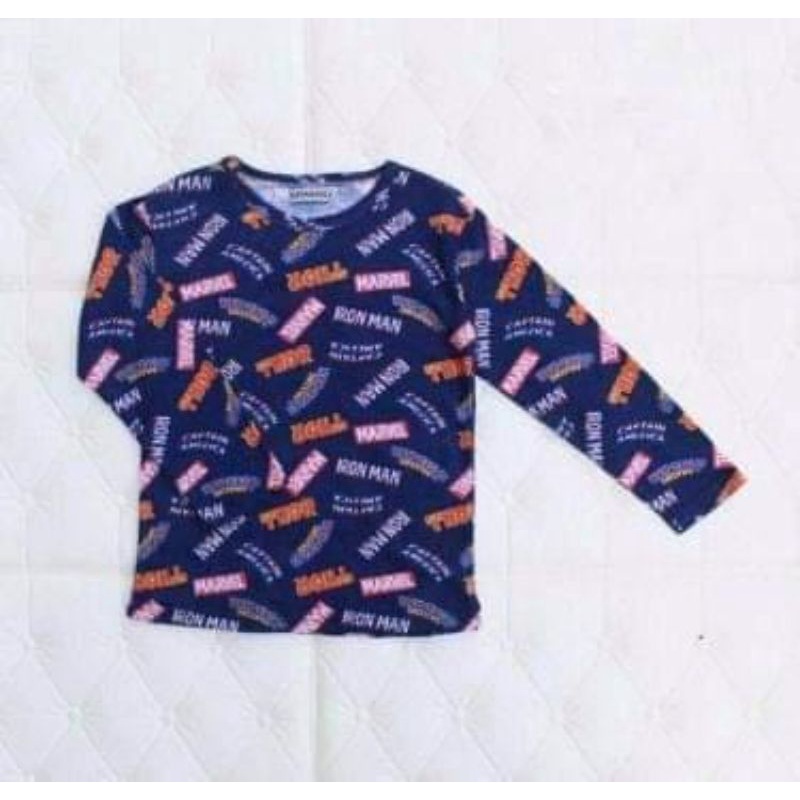 kaos anak - lengan panjang - marvel - biru navy
