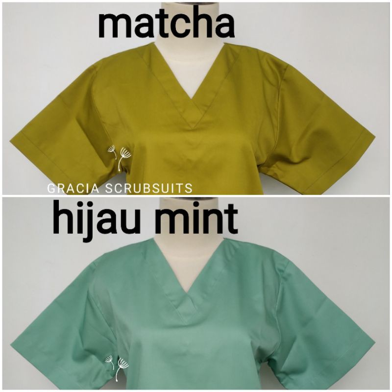 READY STOCK! GRACIA SCRUBSUITS - Baju jaga/baju scrub/jaga malam/oka/ APD bahan drill dokter MURAH