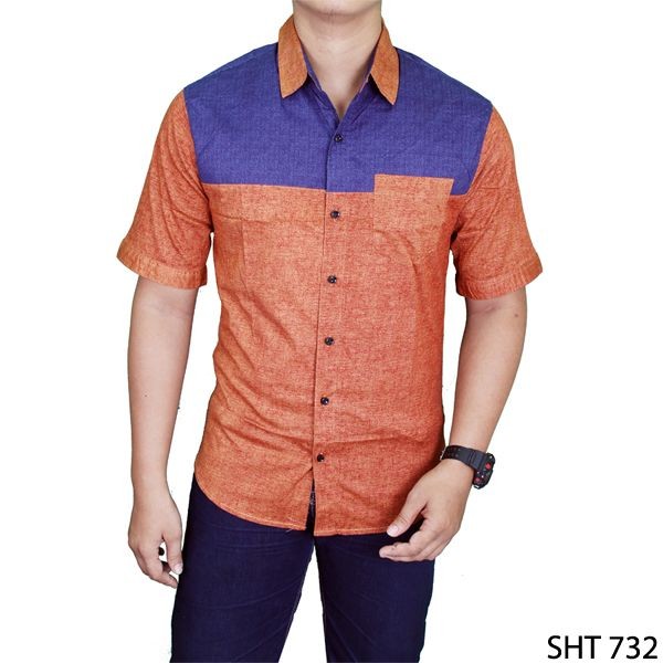 Men Plain Shirt Katun Coklat – SHT 732